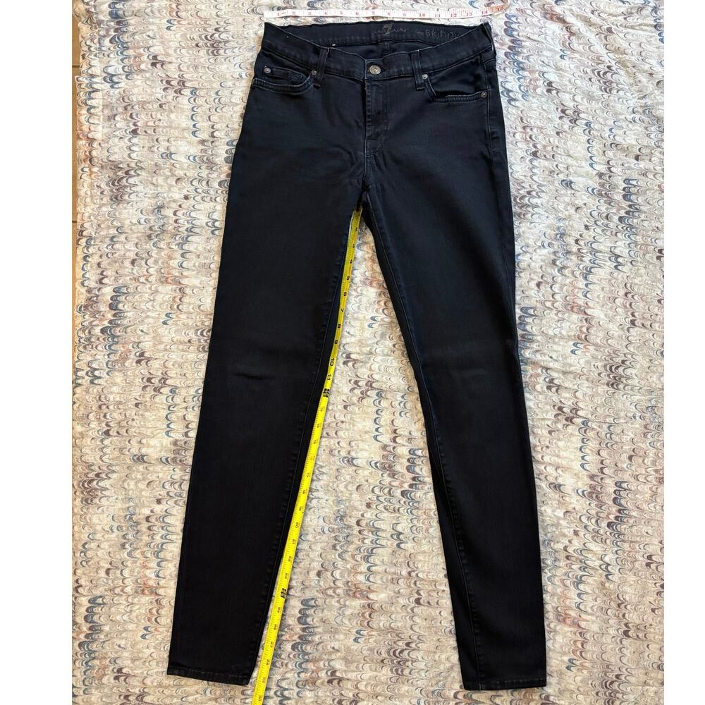 7 FOR ALL MANKIND Wm 29 The Skinny Premium Denim in Black Wash